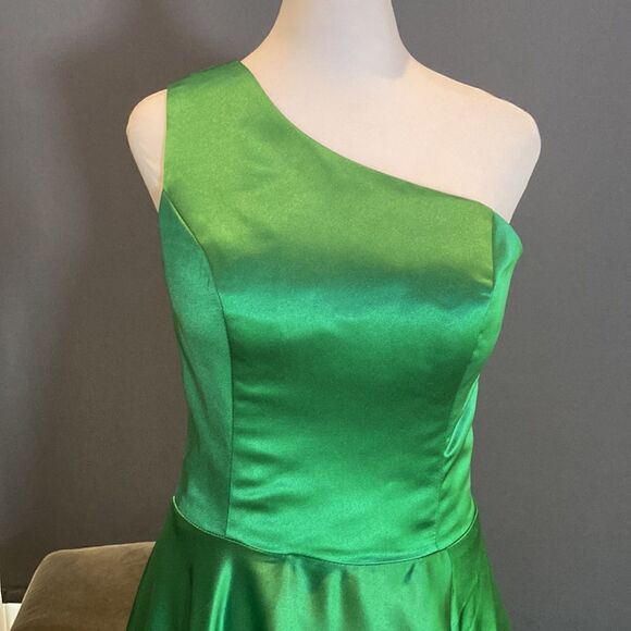 Women’s Green One Shoulder FullLength Prom Party Formal Dress CorsetBack Size S - Picture 3 of 13